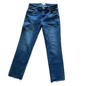 NWT Evereve Ever Straight Jeans “Convinced" Mid Rise Raw Hem Repreve Denim 27